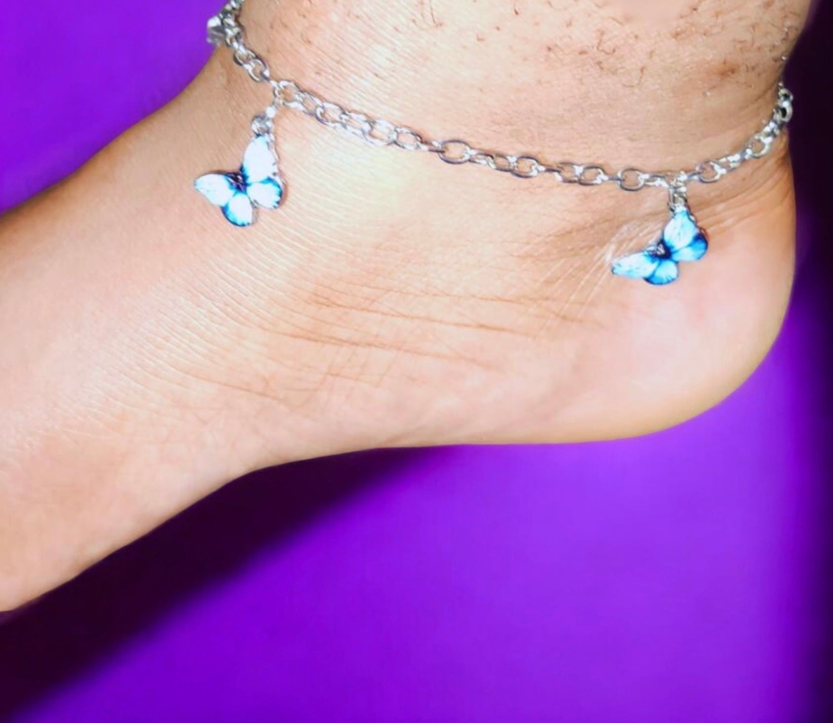 Blue Butterflies Anklet